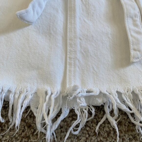 FRAME Denim Le High White Belted Frayed Fringe Hem Mini Skirt 24 - Picture 9 of 14